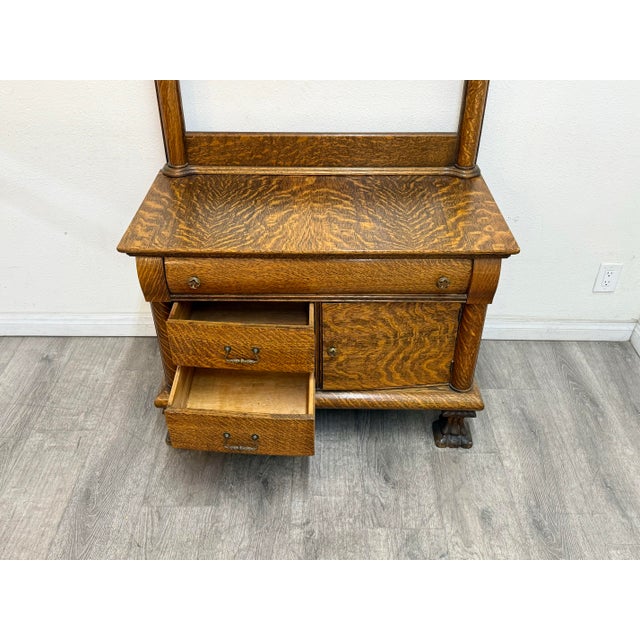 Vintage Quarter Saw Oak Cabinet For Sale In Los Angeles - Image 6 of 11