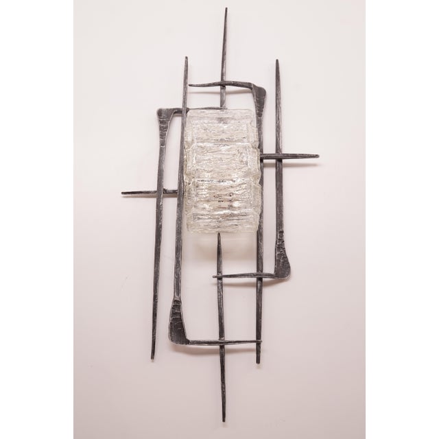 Gray Vintage Brutalist Wrought Iron Wall Lamp, 1960s-1970s For Sale - Image 8 of 13
