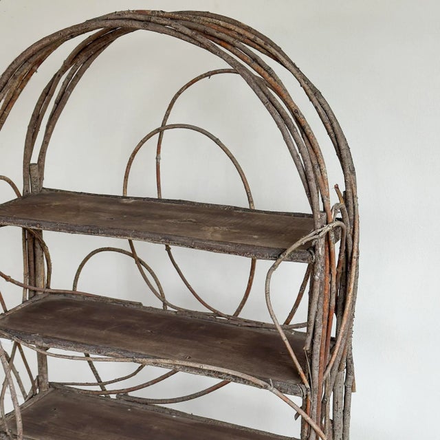 Brown 1980s Rustic Twig & Branch Bentwood Display Étagère For Sale - Image 8 of 12