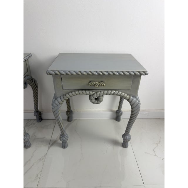 Vintage French Country Style Bedside Tables with Rope Detail, 1970, Set of 2 For Sale - Image 11 of 18