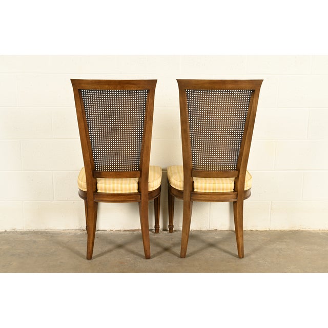 Henredon French Regency Louis XVI Carved Walnut Cane Back Side Chairs or Dining Chairs, Pair For Sale - Image 12 of 16