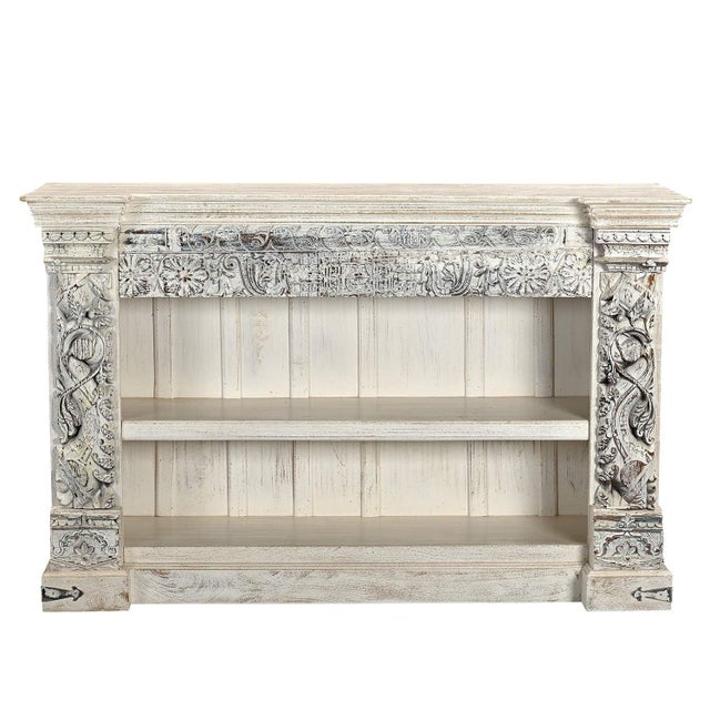 Dimensions: 59"W X 20"D X 39"H Features: • 100% solid wood display cabinet • Antique carvings repurposed as the front of...