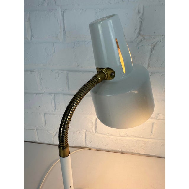 Metal Adjustable White Lacquered Steel and Brass Desk Lamps from BJS, Sweden, 1960s, Set of 2 For Sale - Image 7 of 17