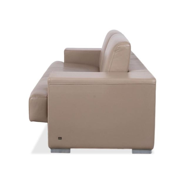 Rolf Benz Set of Three-Seater and Two-Seater Leather Sofas in Cream Beige, Set of 2 For Sale - Image 9 of 11