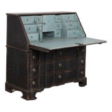 Late 18th Century Danish Black Painted Oak Rococo Secretary Bureau For Sale