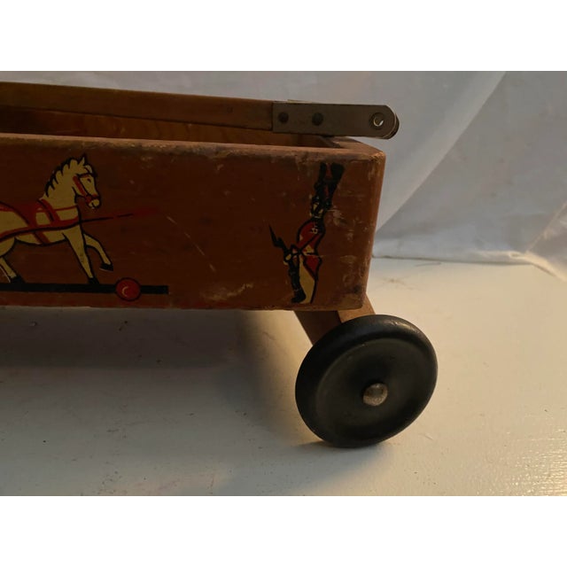 Antique Child’s Wagon Wooden Carriage Buggy Horses For Sale - Image 4 of 13