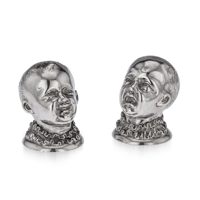 19th Century Victorian Silver Novelty Salt & Pepper, London, England, 1880s, Set of 2 For Sale - Image 18 of 18