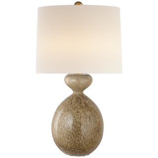 AERIN for Visual Comfort Signature Gannet Table Lamp in Marbleized Sienna with Linen Shade For Sale