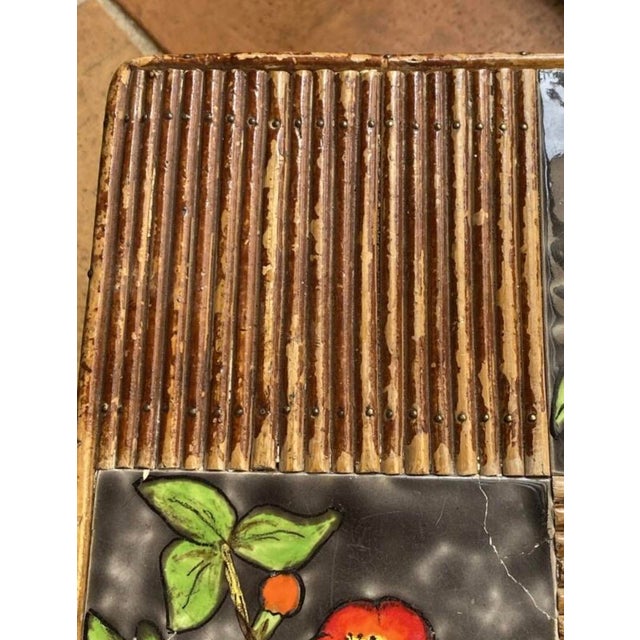Coffee Table in Rattan and Ceramic attributed to Audoux and Minet attributed to Adrien Audoux & Frida Minet, 1950s For Sale - Image 4 of 15