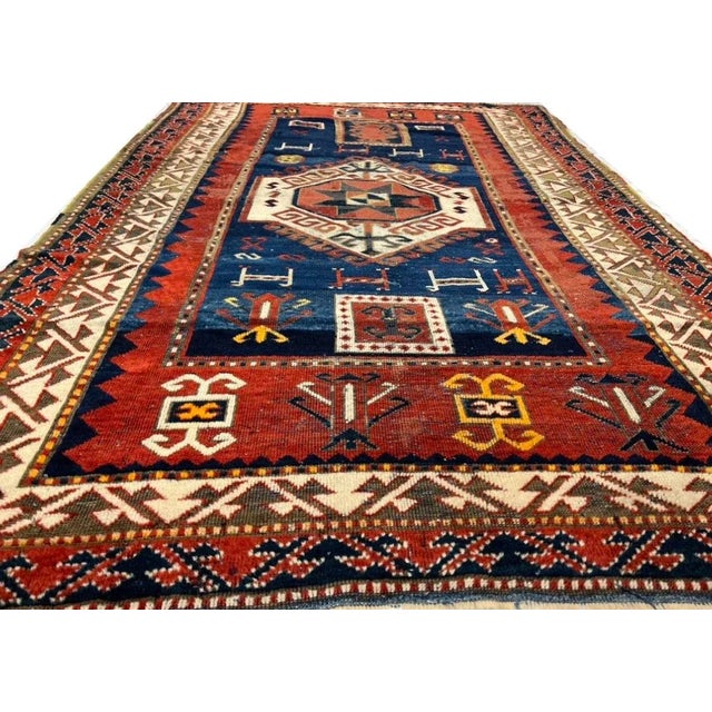 1980s Navy Blue Antique Kazak Runner For Sale - Image 11 of 12