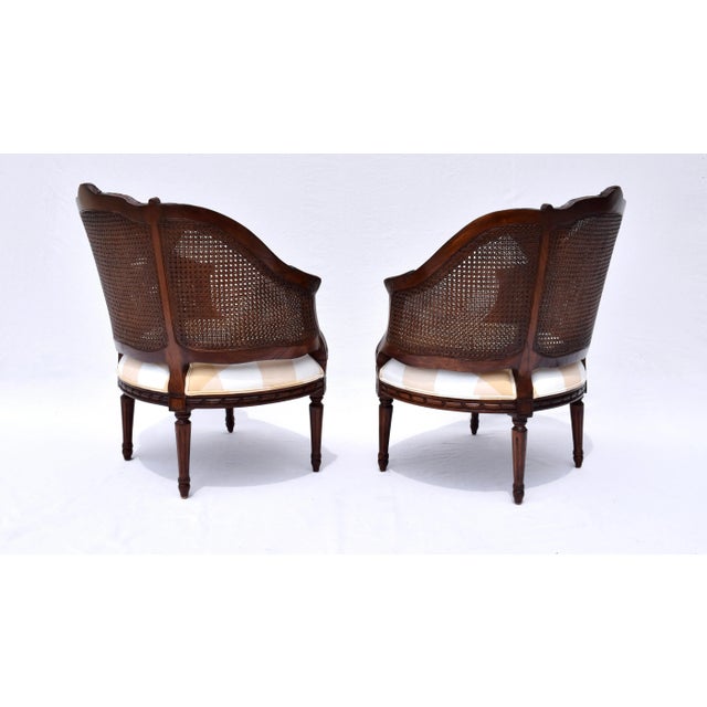 Burnt Umber Louis XVI Style Double Cane Bergere Chairs in Walnut For Sale - Image 8 of 11