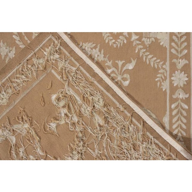 2010s Rug & Kilim’s Aubusson Style Flat Weave in Beige-Brown, White Floral Pattern For Sale - Image 5 of 5