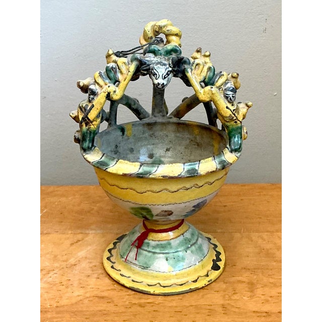 Vintage Polychromed Ceramic Incensario For Sale - Image 4 of 14