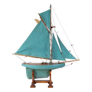 English 20th Century 'Kangaroo' Carved Wood Gaff Cutter Pond Yacht For Sale