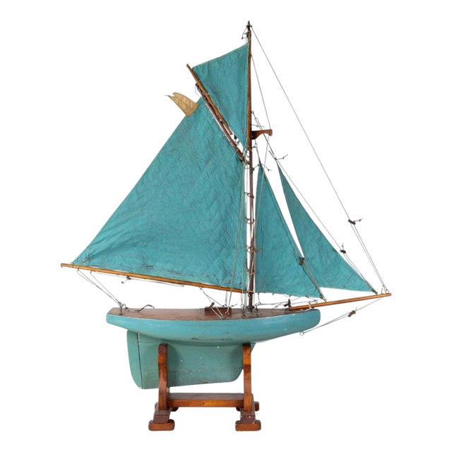 English 20th Century 'Kangaroo' Carved Wood Gaff Cutter Pond Yacht For Sale