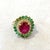 Metal Bochic “Orient” Vintage Emerald, Ruby & Diamond Ring Set In 18K Gold & Silver For Sale - Image 7 of 12