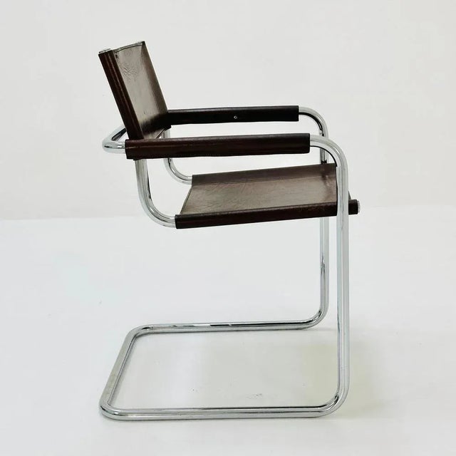 Animal Skin Mid-Century Bauhaus B34 Brown Leather Cantilevered Chair by Mart Stam for Jox Interni, 1980s For Sale - Image 7 of 11