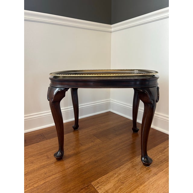 Queen Anne Vintage Queen Anne Style Mahogany Tray-Top Side Table For Sale - Image 3 of 10