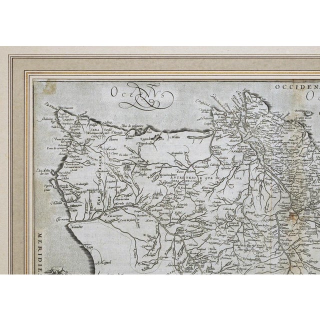 Renaissance Antique Map Portugal Ortelius Framed Copper Engraving Portugal Vernando Alvaro Secco For Sale - Image 3 of 7