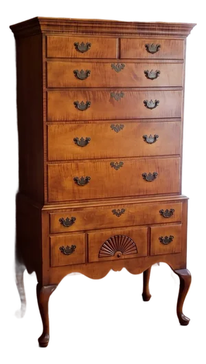Tiger Maple Queen Anne Style Highboy Chest by Joseph F. Bachut (2005)