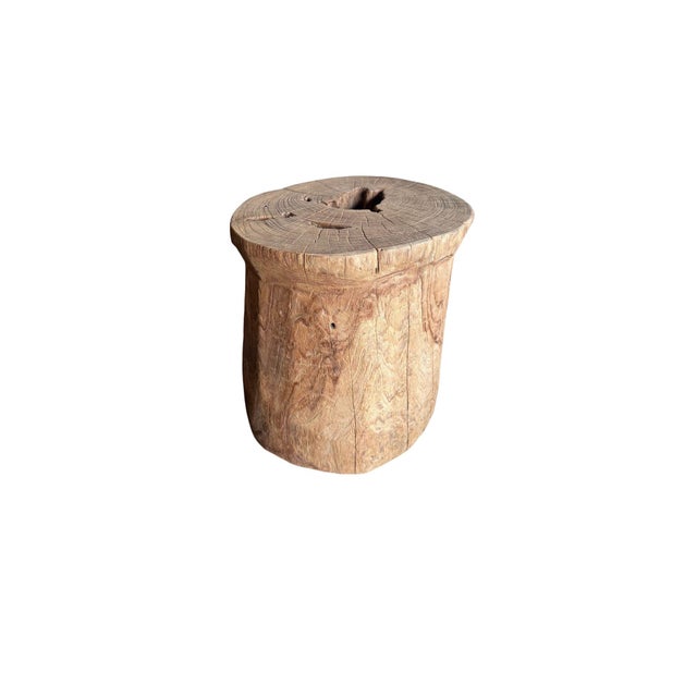 1970s Aged Javanese Teak Wood Side Table – Sculptural Organic Pedestal For Sale - Image 9 of 10