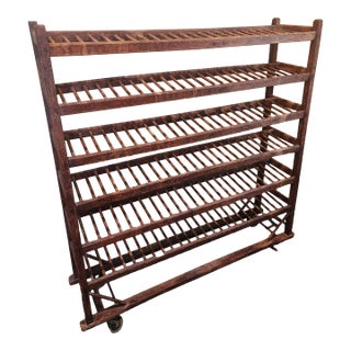 Antique Wood Rolling Rack For Sale