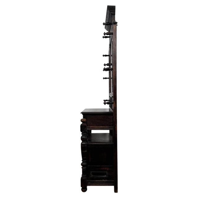 Antique English Victorian Green Man Hall Stand in Carved Oak, 1800s For Sale - Image 11 of 14