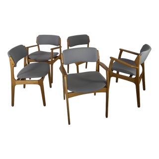 Vintage Danish Oak Chairs by Erik Buch for Oddense Maskinsnedkeri, 1960s, Set of 5 For Sale