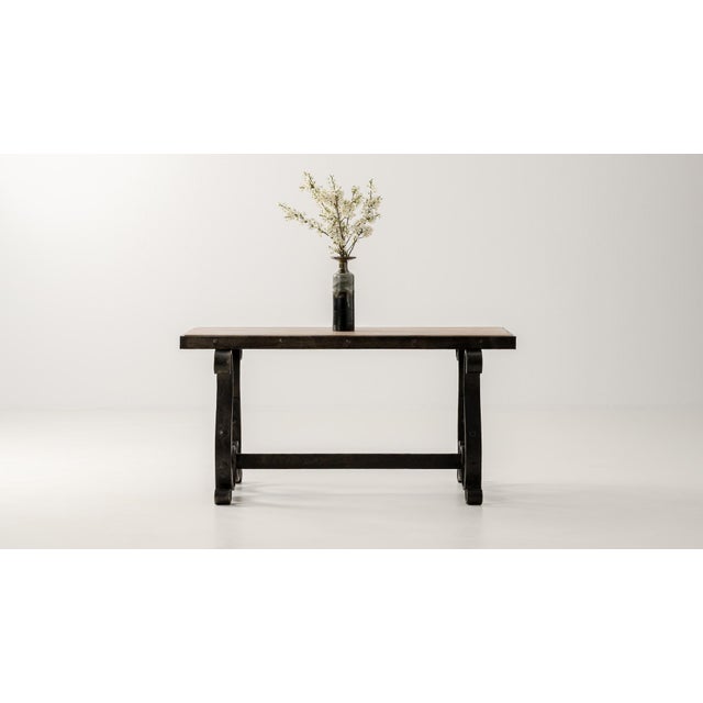 1940s 1940s Wrought Iron Coffee Table With Wood Top For Sale - Image 5 of 14