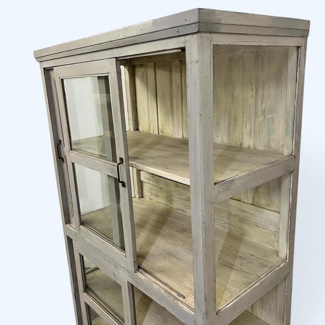 Wood Large Vintage Indian Glazed Storage Cupboard For Sale - Image 7 of 10