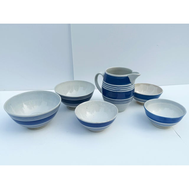 Collection of Blue & White English Pottery - Bowls & Pitcher - 6 PCS For Sale - Image 4 of 6