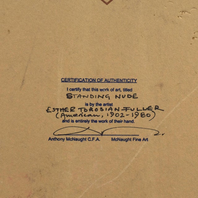 'Standing Nude' by Esther Fuller, Post-Impressionist Woman Artist, Circa 1953 For Sale - Image 9 of 11