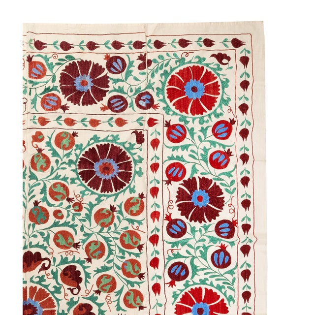 2020s 6.8x7.9 Ft Uzbek Wall Hanging. Embroidered Bed Cover. Cotton & Silk Tablecloth For Sale - Image 5 of 5