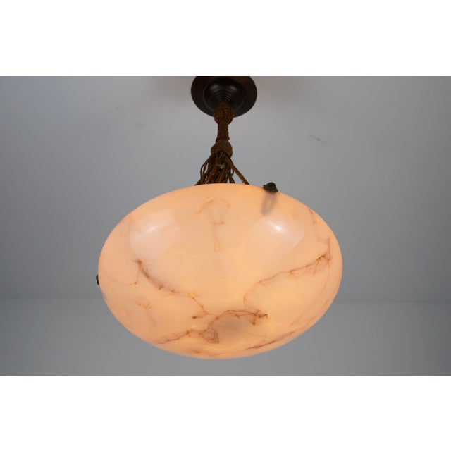 Glass Round Art Deco Glass Pedant Lamp, 1930s, Germany For Sale - Image 7 of 11