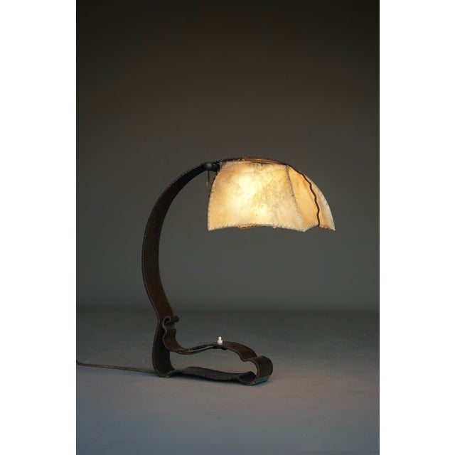 Amsterdam School Metal and Parchment Desk Lamp, 1920s For Sale - Image 3 of 18