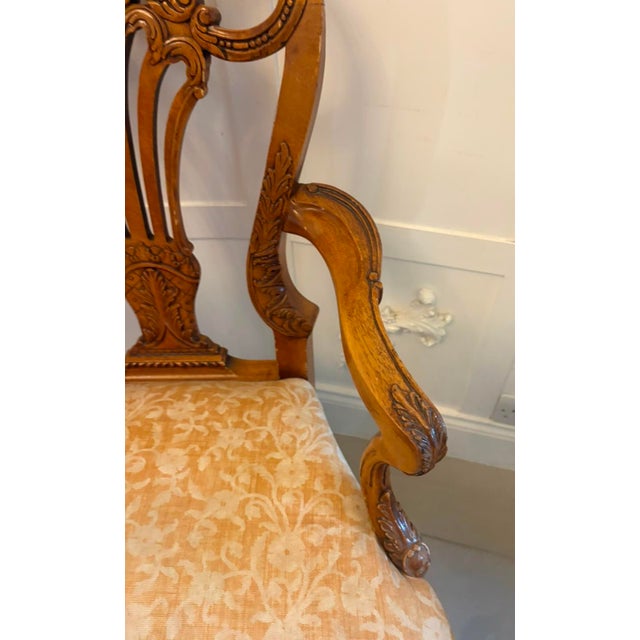 Antique Carved Walnut Desk Armchairs, 1920, Set of 2 For Sale - Image 17 of 18