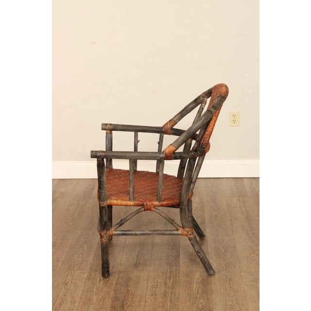 Palecek Adirondack Style Bamboo and Woven Rattan Armchair For Sale - Image 10 of 13