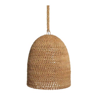 2010s Boho Chic Palecek Green Oaks Rattan Pendant For Sale