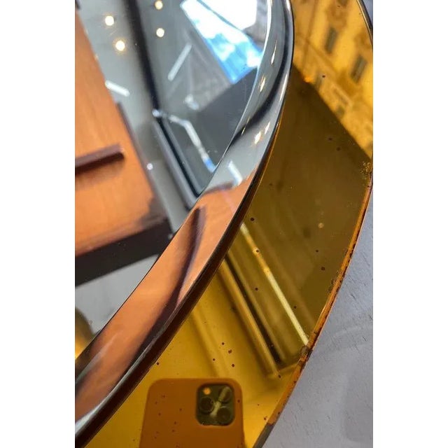 Blue Wall Mirror with Amber Glass Border, 1950s For Sale - Image 8 of 9