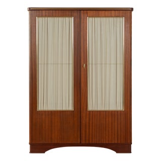 Vintage Wardrobe with Curtains, 1950s For Sale