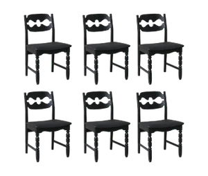 Mid-Century Oak Razor Back Danish Dining Chairs by Henning Kjaernulf, 1960s, Set of 6