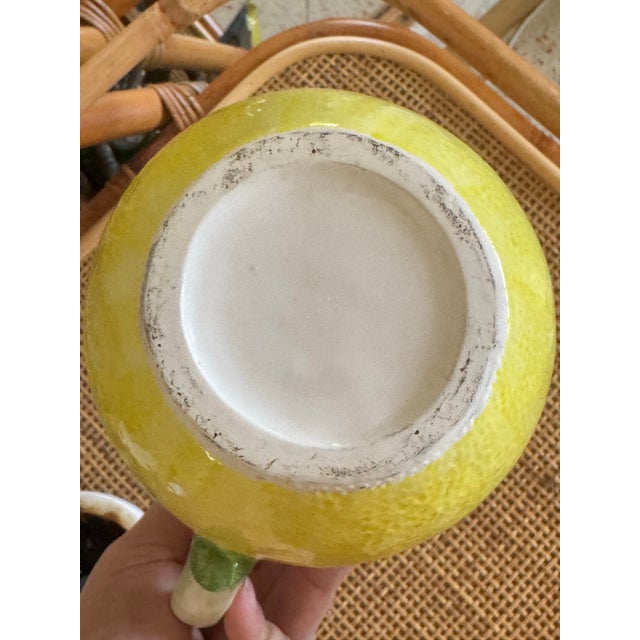 1960s Portuguese Majolica Lemon Pitcher — Caldas Da Rainha Region Pinheito Style, Unsigned | Hand-Painted Ceramic For Sale - Image 9 of 9