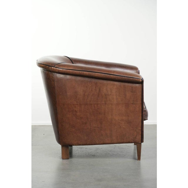Art Deco Sheepskin Club Armchair with Black Piping For Sale - Image 3 of 14