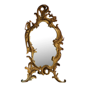 Antique Nb&iw Gold Gilt Rococo Brass Table Mirror Free Standing Vanity Mirror