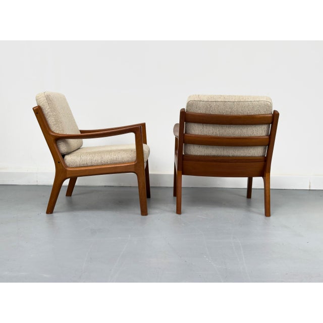 Beige Senator Lounge Chairs in Teak and Wool by Ole Wanscher for Cado, 1960s, Set of 2 For Sale - Image 8 of 18