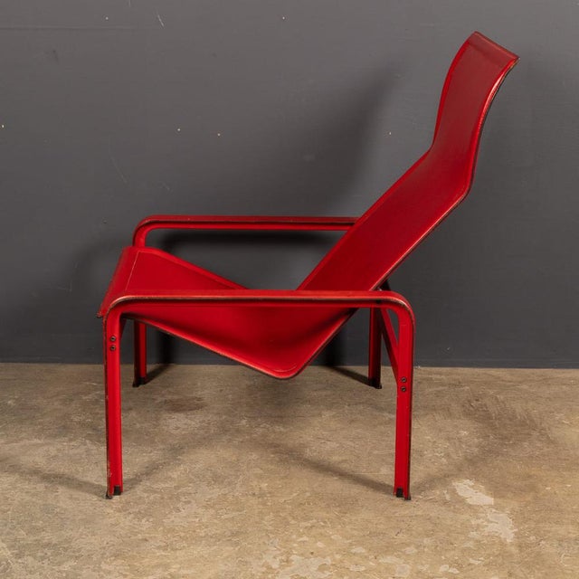 Matteo Grassi 20th Century Italian Red Leather Chair by Toussaint & Angeloni for Matteo Grassi, 1970 For Sale - Image 4 of 18