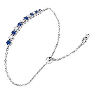 Late 20th Century 14K White Gold Sapphire Diamond Expandable Bracelet Estate For Sale