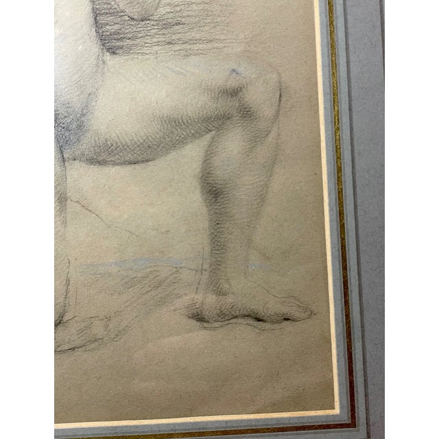 Antique White 19th Century Sir Edward John Poynter Charcoal Nude Lady Drawing Sketch For Sale - Image 8 of 14
