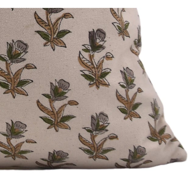 Not Yet Made - Made To Order Floral Block Printed Duck Canvas Pillow Cover 16x16 Inch- Coastal Tulip For Sale - Image 5 of 5