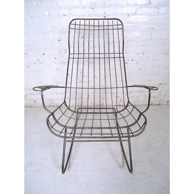 Mid 20th Century Vintage Industrial Iron Rocking Chair For Sale - Image 5 of 8